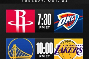 NBA官宣新赛季揭幕战：火箭VS雷霆 勇士VS湖人