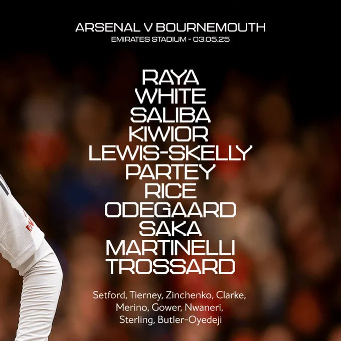 澳客首发-阿森纳vs伯恩茅斯：萨卡领衔，赖斯、厄德高出战